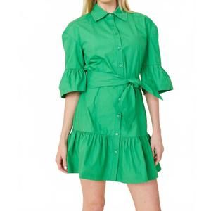 NEW DOLCE CABO poplin ruffle detail dress in green